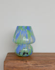 Portable LED Glass Mushroom Lamp / Mint Green and Blue