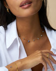 Semi-Precious Sodalite Gemstone Chain Necklace / 18K Gold Plated