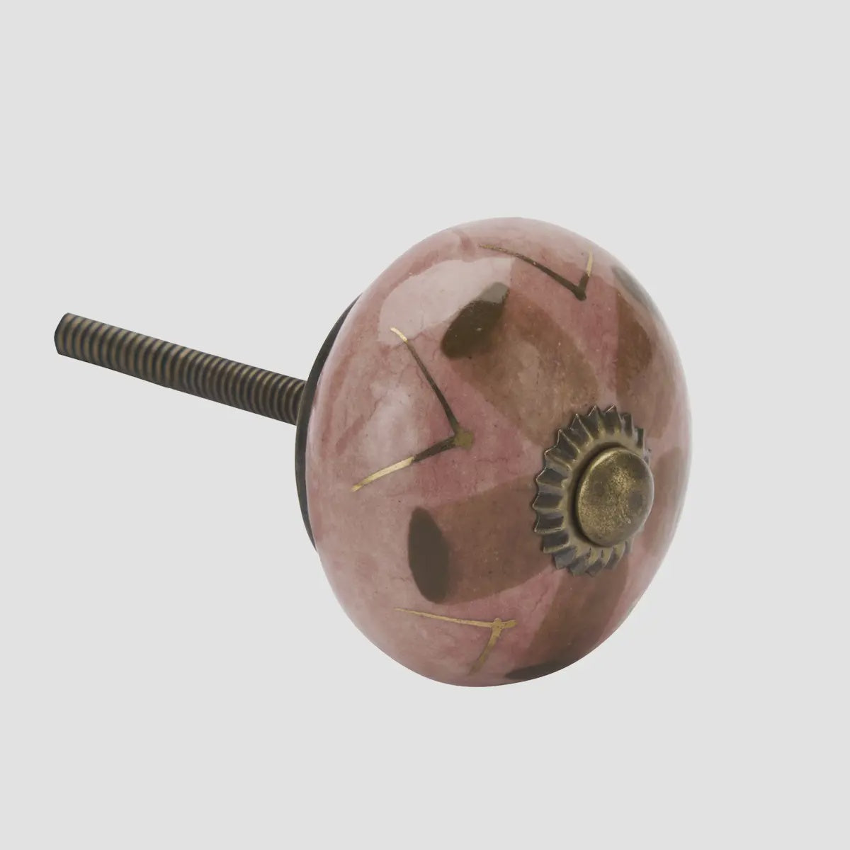 Patterned Ceramic Knob / Pink &amp; Gold