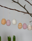 Bag of Eight Felt Hanging Easter Eggs / Yellow