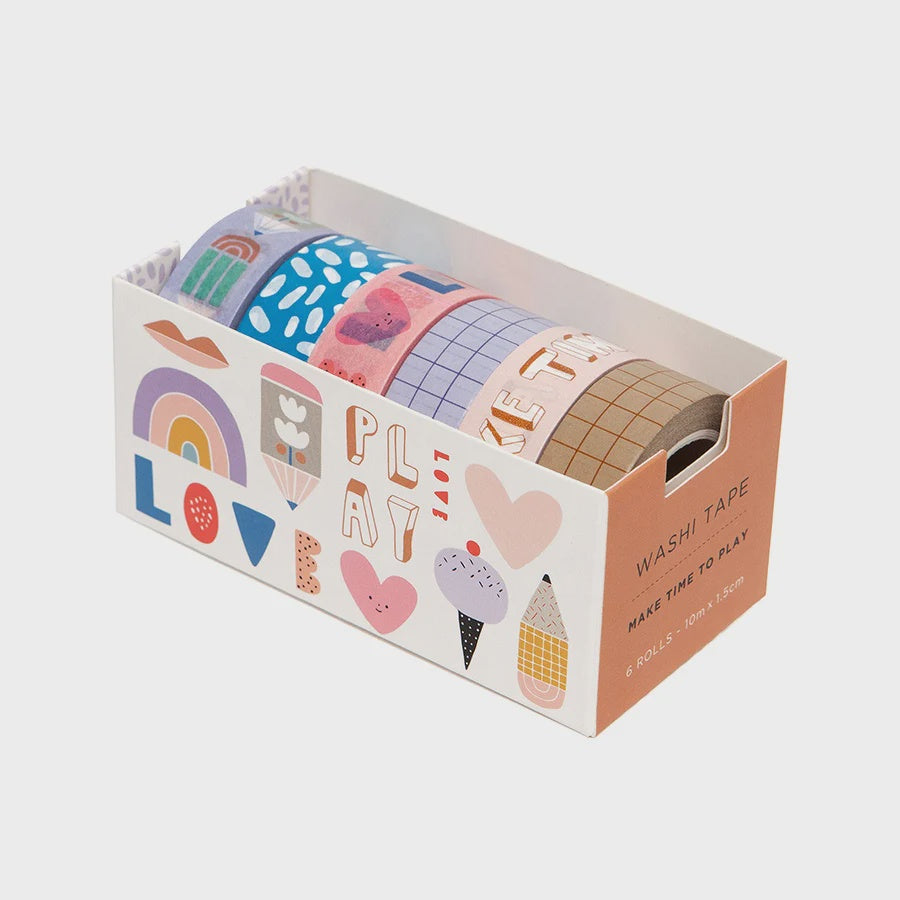 Set o 6 Washi Tape Make Time to Play