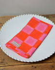 Checkerboard Print Napkin / Pink & Orange