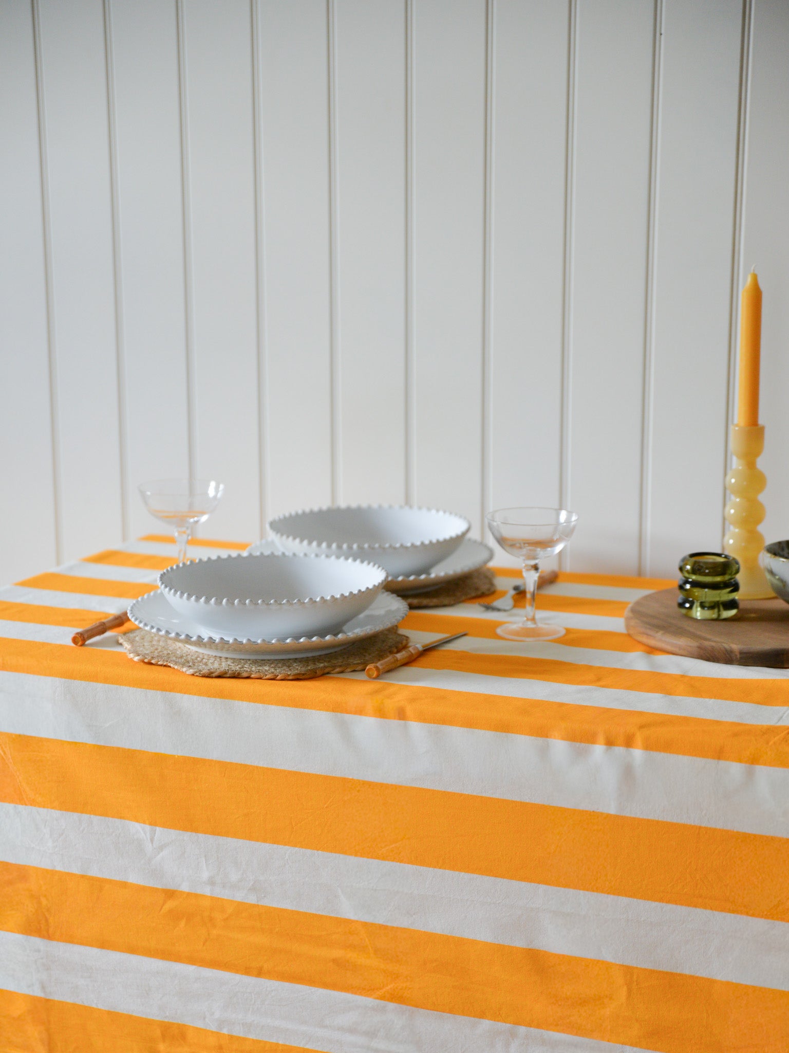 Wide Striped Tablecloth / Yellow
