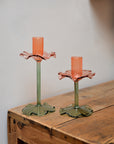 Glass Flower Candle Holder / Short