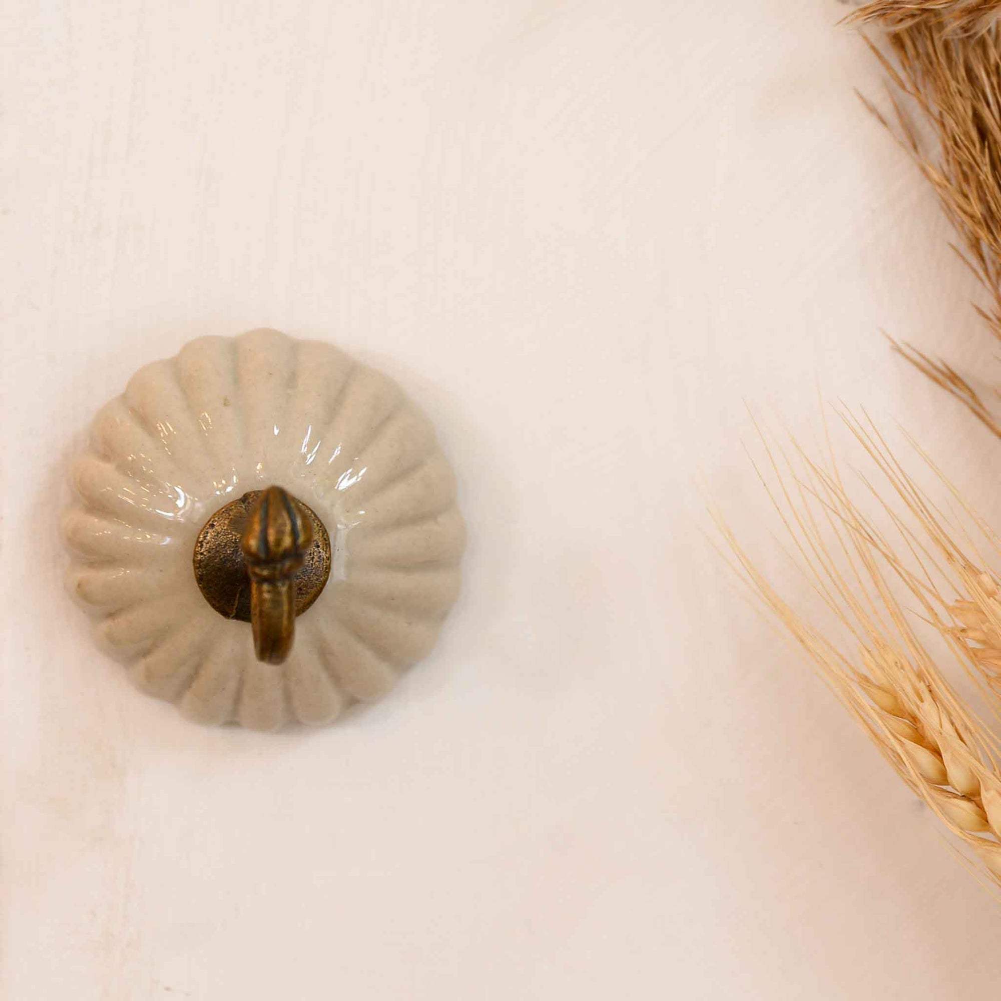 IB Laursen Ceramic and Brass Hook in Cream or White